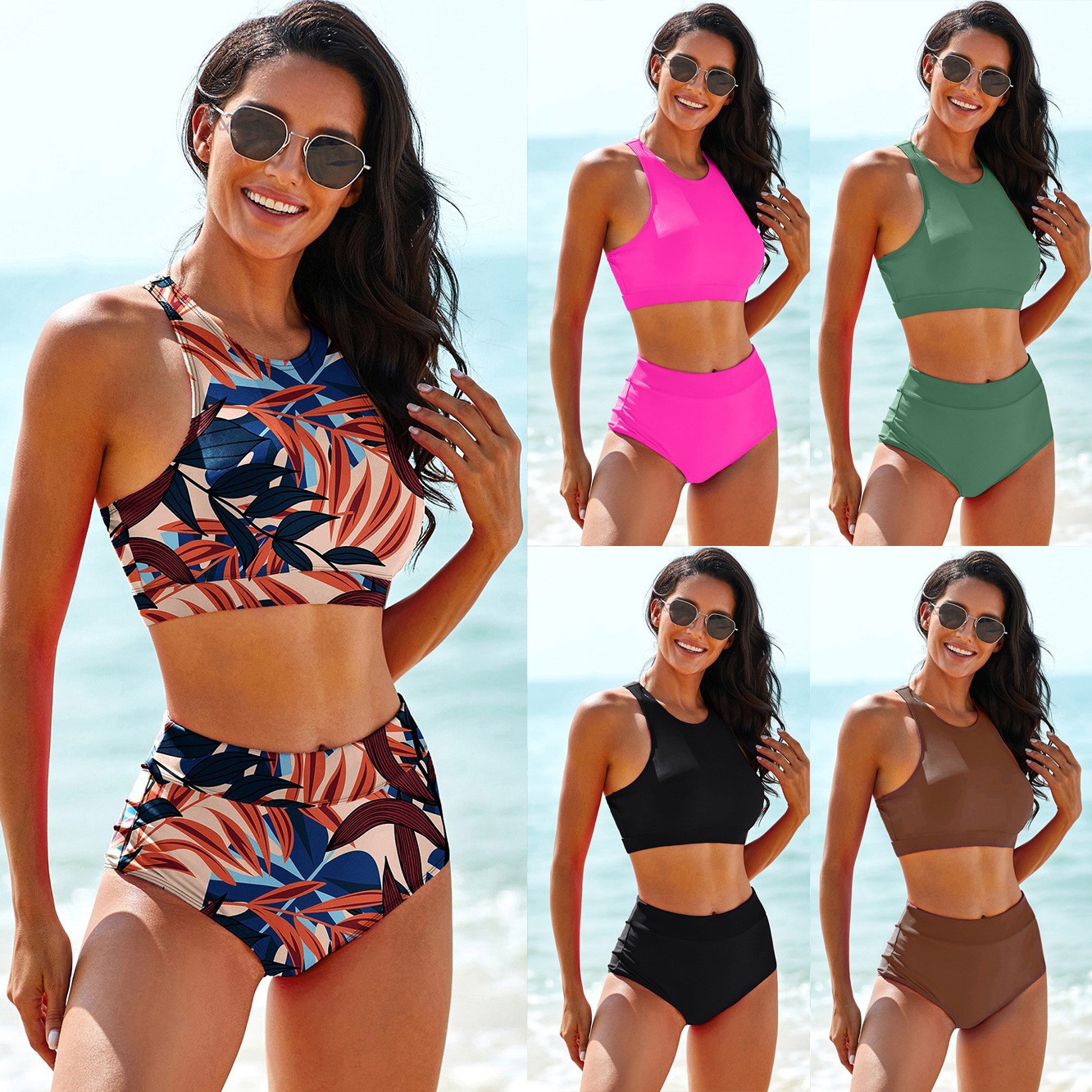 Tops - Maiô Feminino Tankini de Cor Sólida