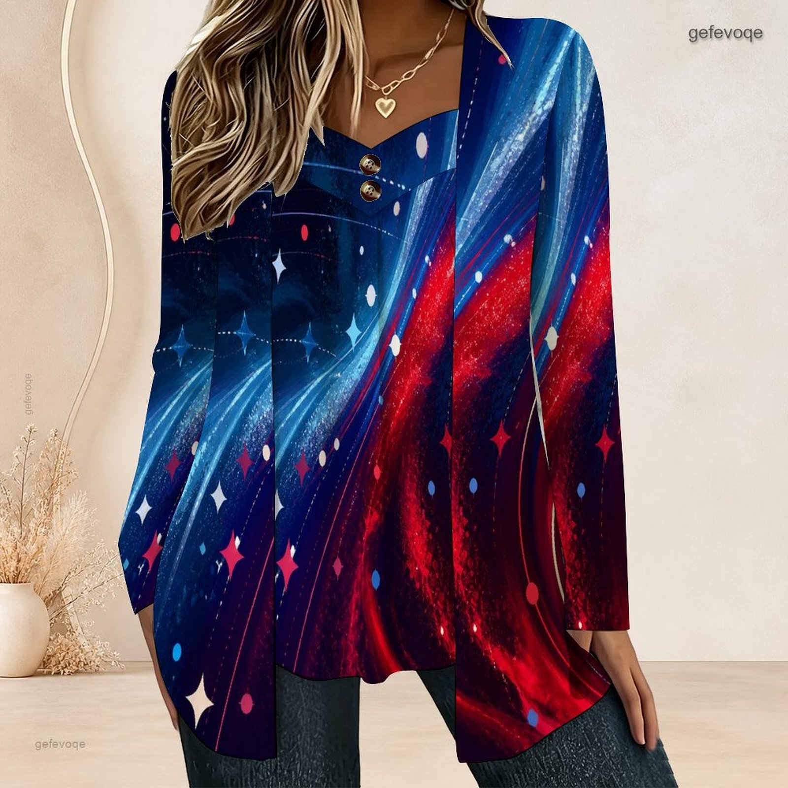 Blouses - Blusa Feminina Falsa de Duas Peças
