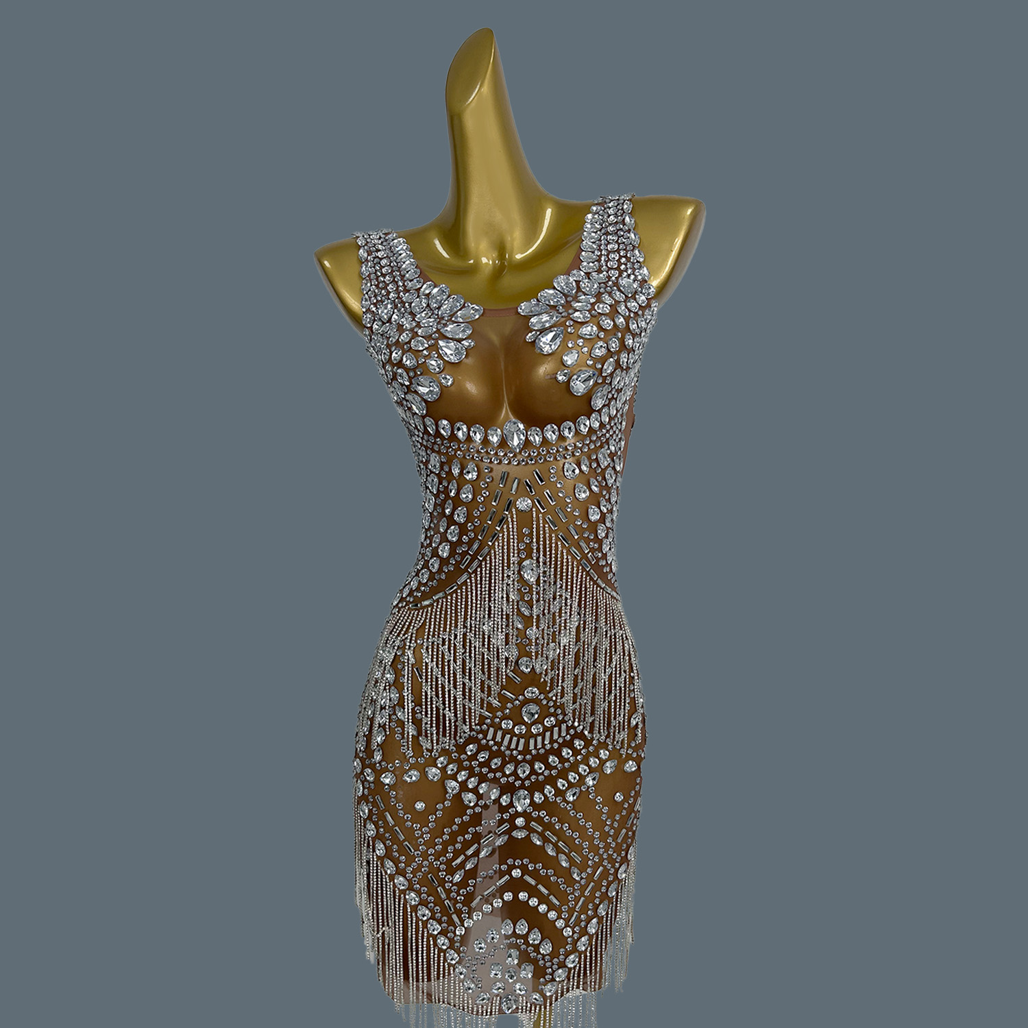 Sparkly Rhinestone Club Party Dress - Vestidos de noite sensuais para mulheres,