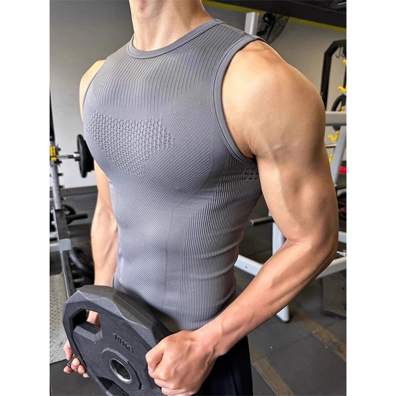 Seamless Ribbed Workout Tank Top - Camiseta Sem Costura para Homens, Top