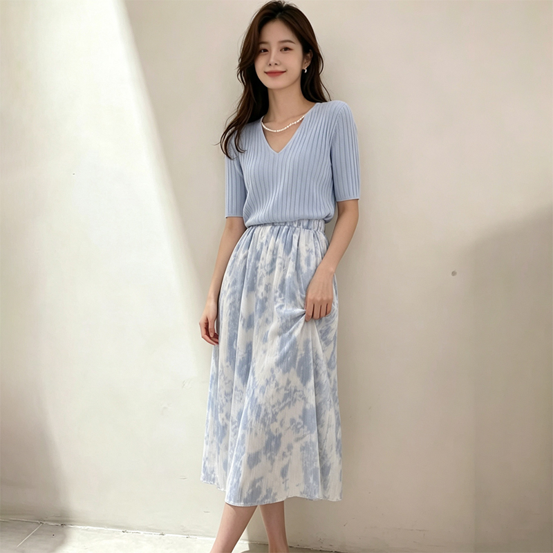 Korean Style A Line Shirt Dress - Conjunto Feminino de Verão 2026: Blusa