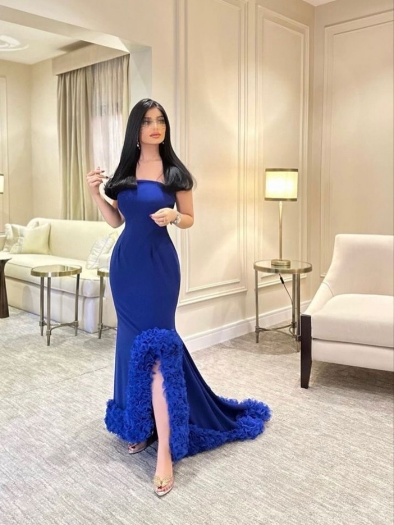 Elegant Satin Evening Gown Split - Vestidos de Gala Personalizados Luxuosos e