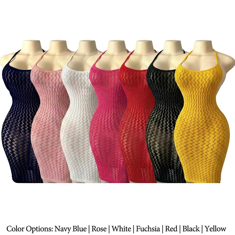 Sexy Mesh Sheer Bodycon Dress - Vestido de Praia em Rede para