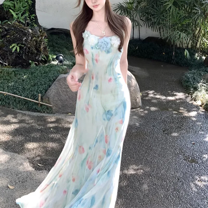 French Vintage Floral Midi Dress - Kawaii doce y2k japonês midi vestido