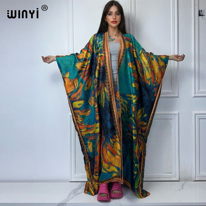 Boho Summer Beach Maxi Dress - WINYI-Boho impressão Open Beach Wear Dress,