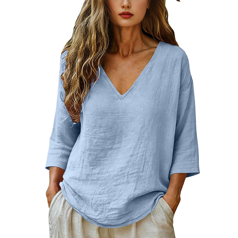 Blouses - Camisetas Femininas com Decote em V