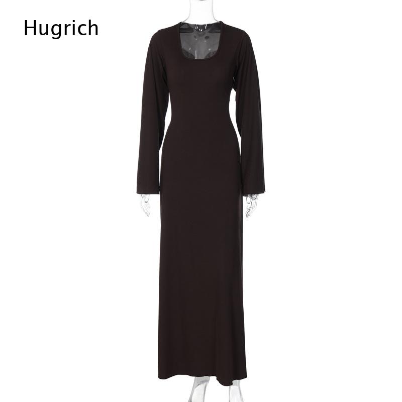 Vestido Maxi Elegante de Malha - Bodycon Long Sleeve Ribbed Dress avaliação e preço