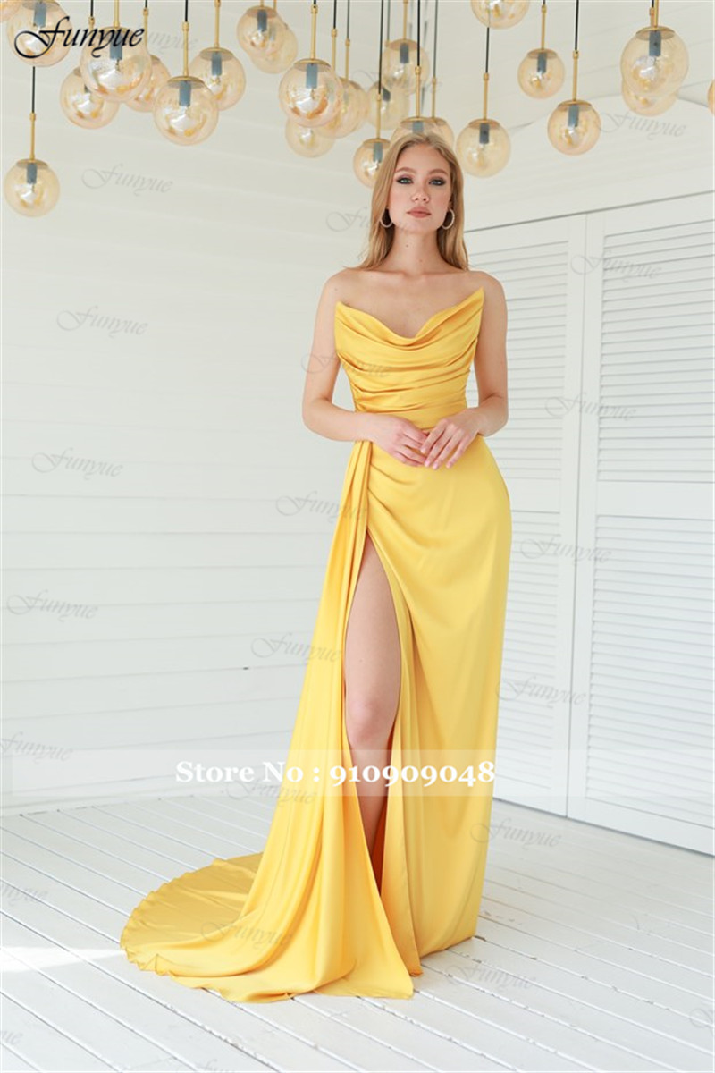 Elegante fora do ombro vestido - Elegant Satin Evening Gown Split avaliação e preço