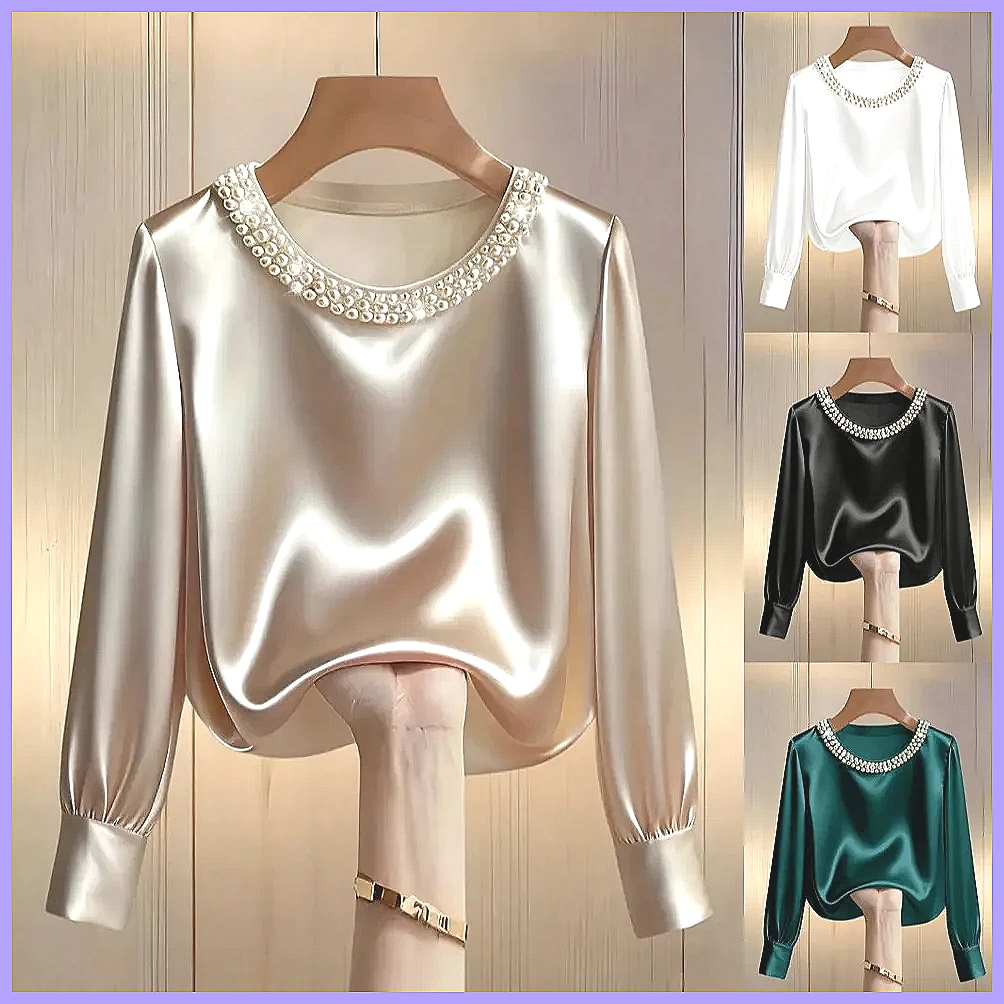 Blusa Elegante de Cetim com Co - Blouses avaliação e preço