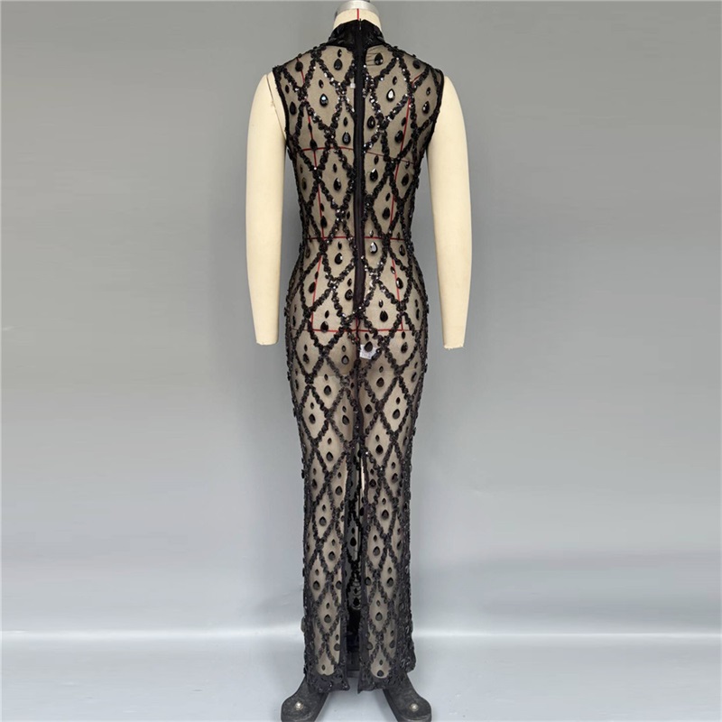 Vestido de Festa Preto Brilhan - Sexy Mesh Sheer Bodycon Dress avaliação e preço