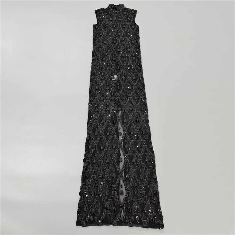 Vestido de Festa Preto Brilhan - Sexy Mesh Sheer Bodycon Dress avaliação e preço
