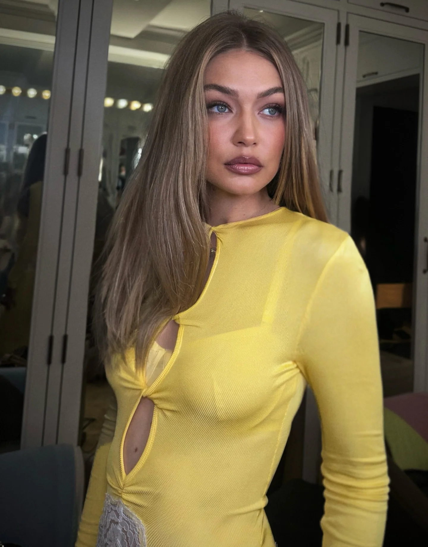 Vestido Maxi Feminino Amarelo  - Bodycon Long Sleeve Ribbed Dress avaliação e preço