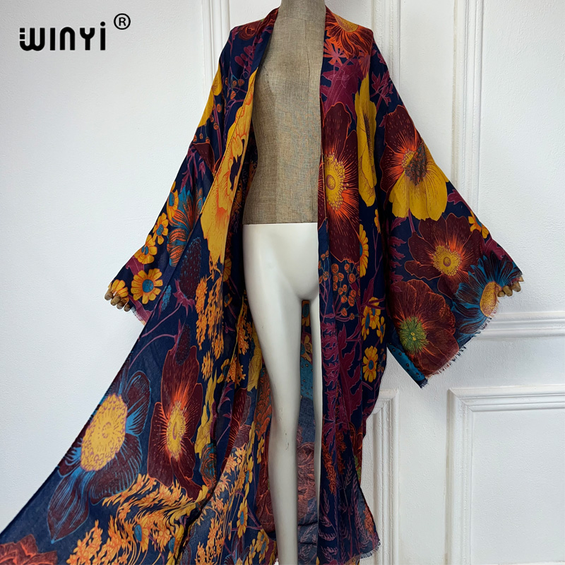WINYI África Moda Verão Kimono - Boho Summer Beach Maxi Dress avaliação e preço