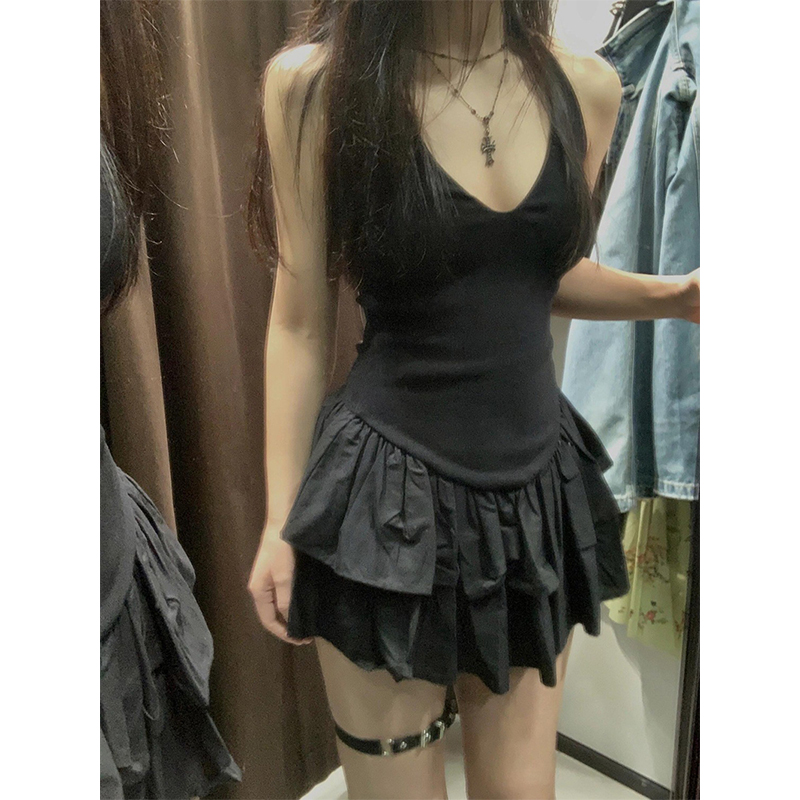 Mexzt y2k preto mini vestido f - Y2K Backless Halter Mini Dress avaliação e preço