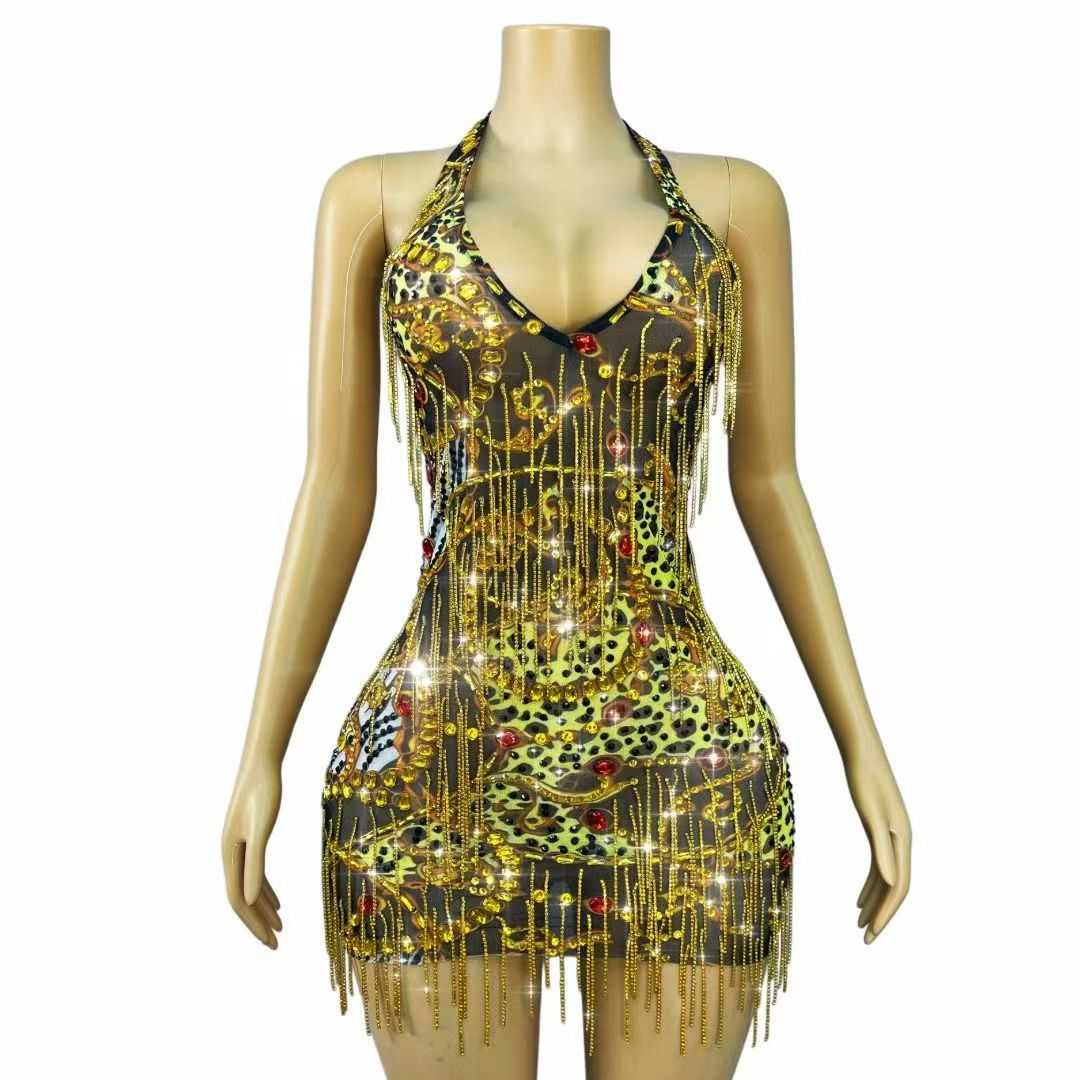 Vestido Mini Bodycon com Corre - Sparkly Rhinestone Club Party Dress avaliação e preço