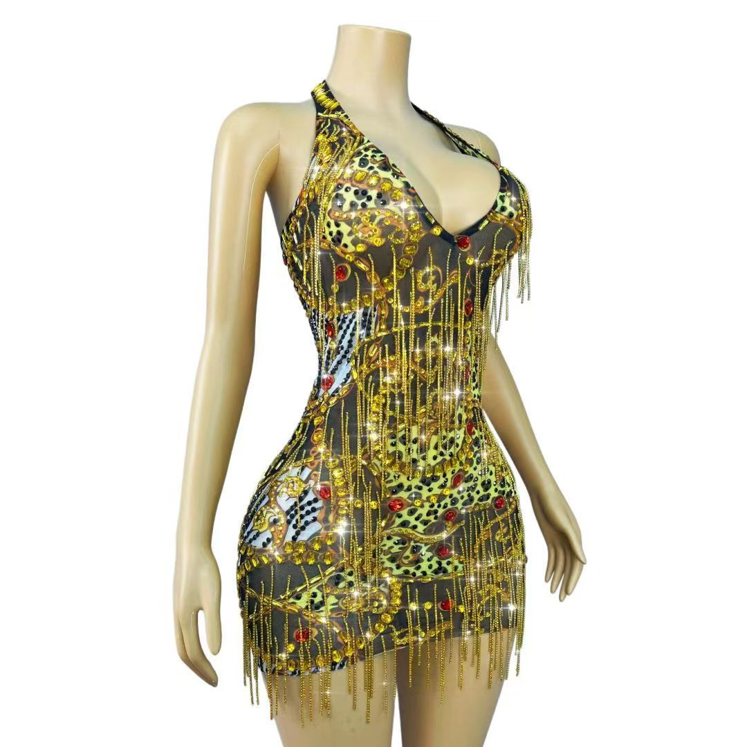 Vestido Mini Bodycon com Corre - Sparkly Rhinestone Club Party Dress avaliação e preço