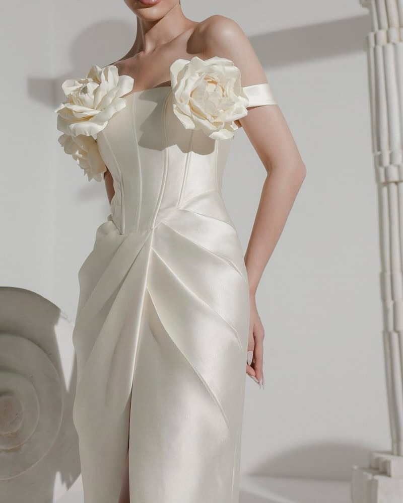 Vestido de Gala Luxuoso e Eleg - Elegant Satin Evening Gown Split avaliação e preço