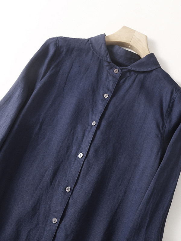 Vestido Casual de Algodão e Li - Casual Loose Linen Shirt Dress avaliação e preço