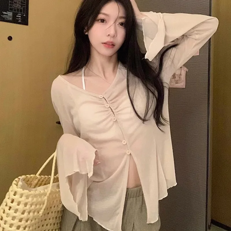 Blusa Transparente com Manga F - Blouses avaliação e preço