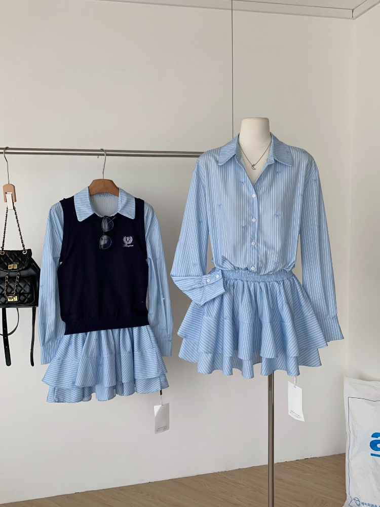 Primavera outono coreano moda  - Korean Style A Line Shirt Dress avaliação e preço