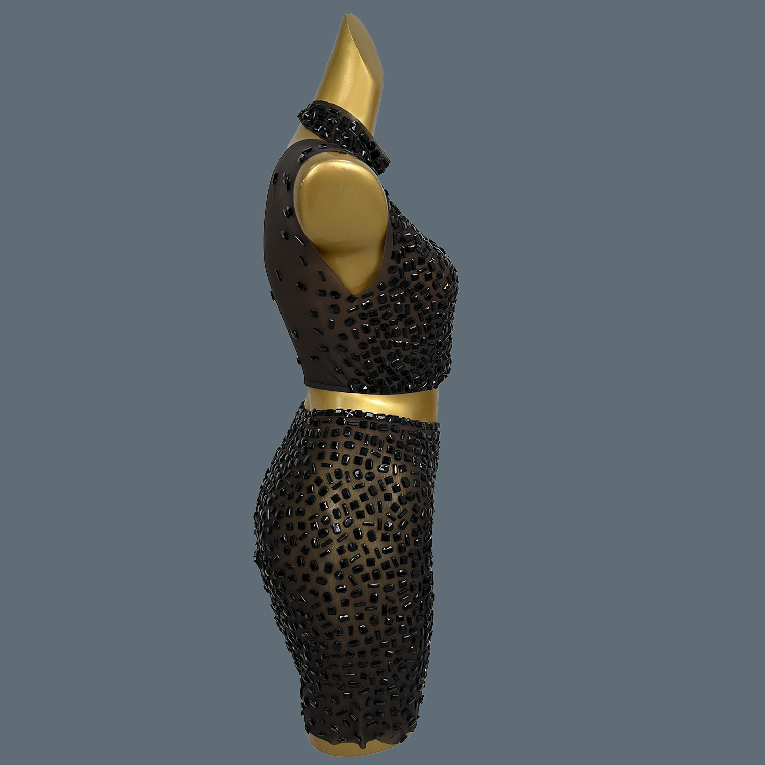 Verão brilhante preto strass v - Sparkly Rhinestone Club Party Dress avaliação e preço