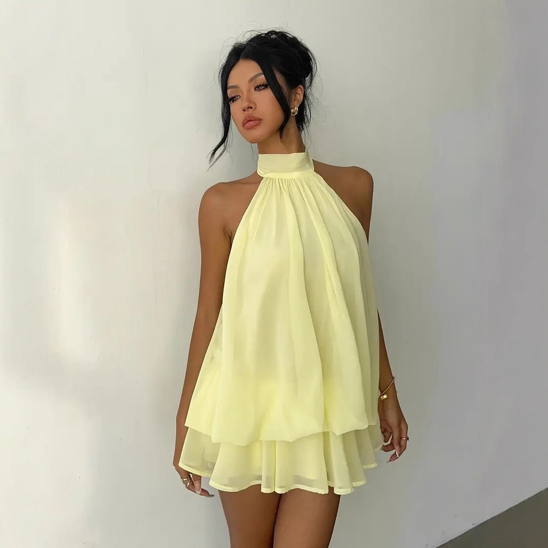 Vestido Feminino Halter Neck S - Y2K Backless Halter Mini Dress avaliação e preço