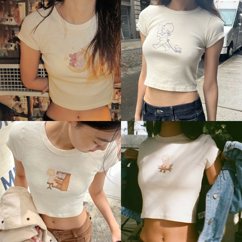Anjo Bebê Gráfico Magro T-shir - Y2K Graphic Baby Tee Crop avaliação e preço