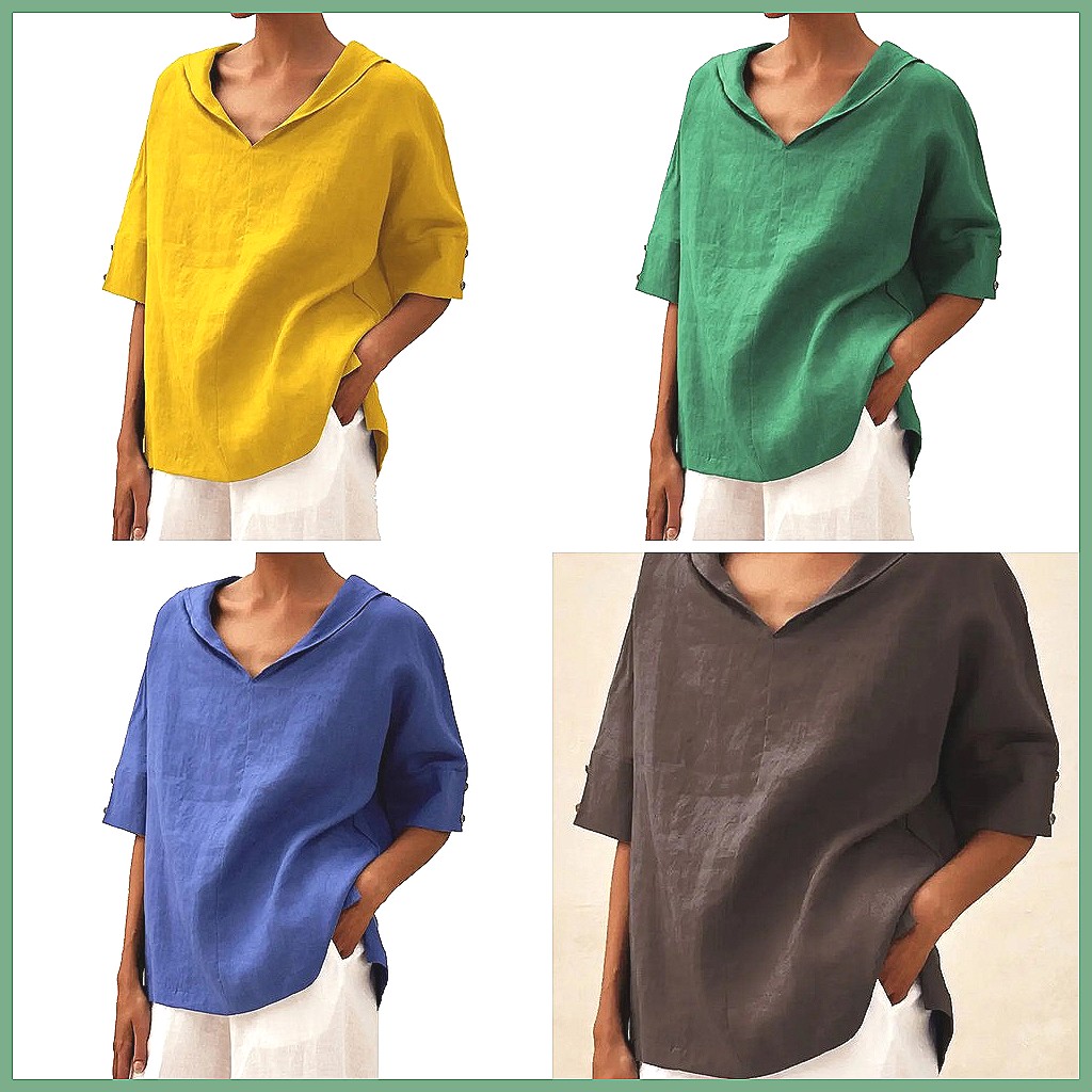 Camisa Feminina Solta de Algod - Blouses avaliação e preço