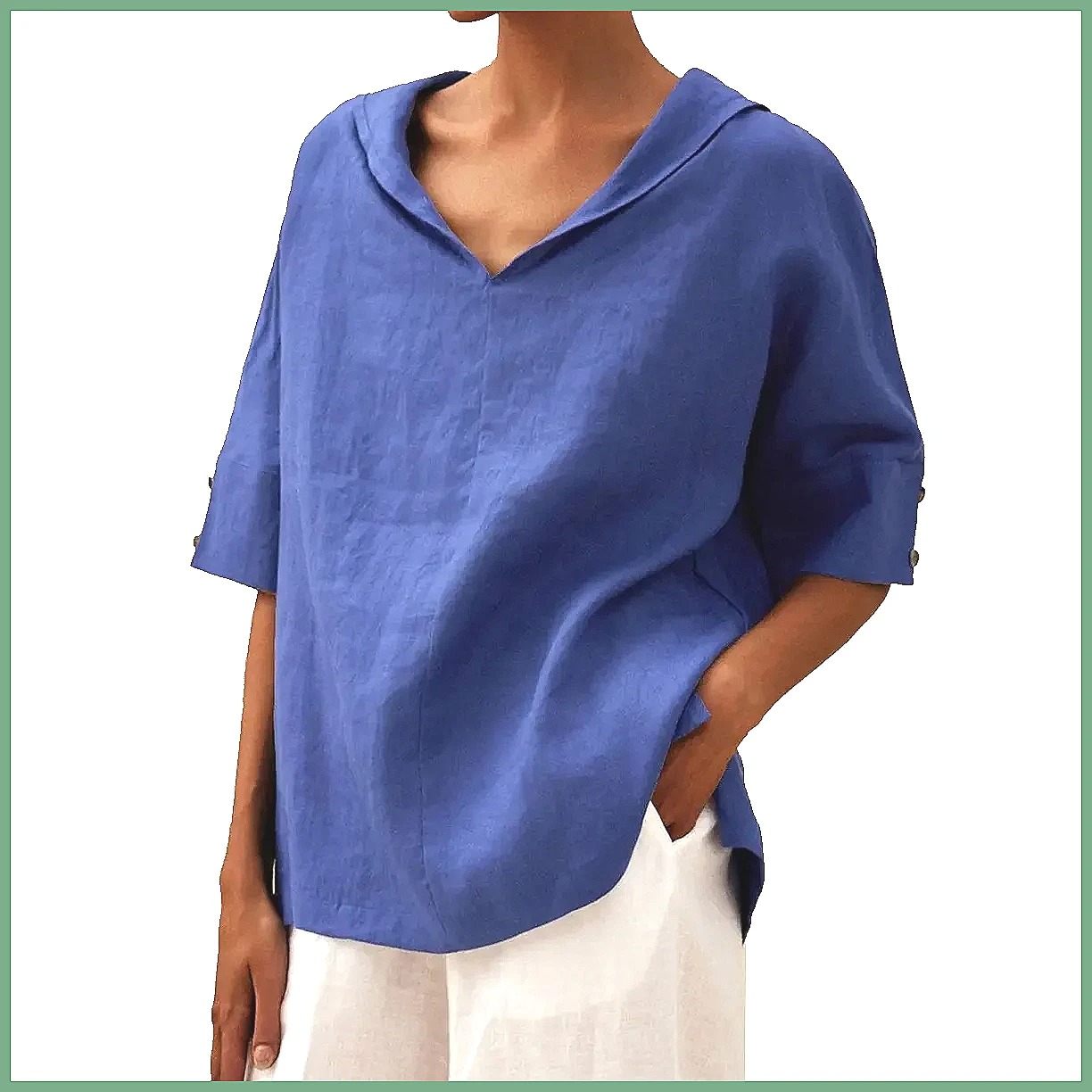 Camisa Feminina Solta de Algod - Blouses avaliação e preço