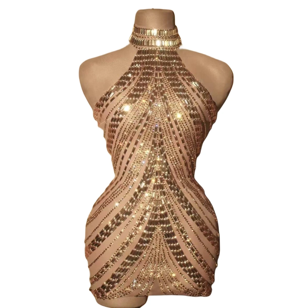 Vestido Brilhante para Mulhere - Sparkly Rhinestone Club Party Dress avaliação e preço