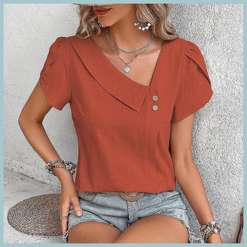 Blusa Vintage de Cor Sólida pa - Blouses avaliação e preço