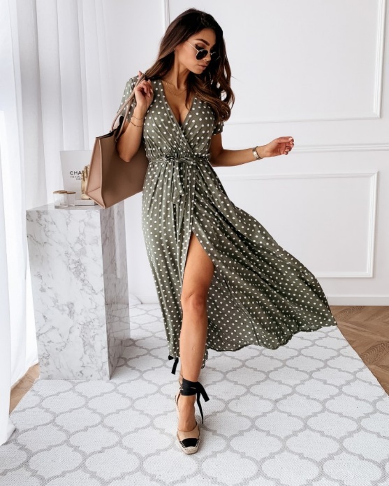 Vestido maxi de manga curta co - French Vintage Floral Midi Dress avaliação e preço