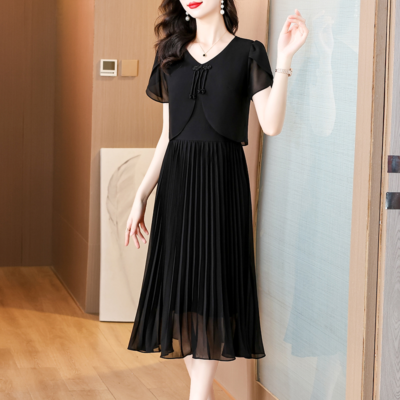 2025 verão sólido chiffon casu - French Vintage Floral Midi Dress avaliação e preço